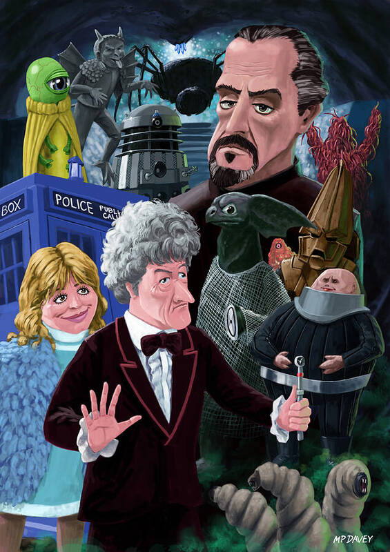 Doctor Who Art Print featuring the digital art 3rd Dr Who and Friends by Martin Davey