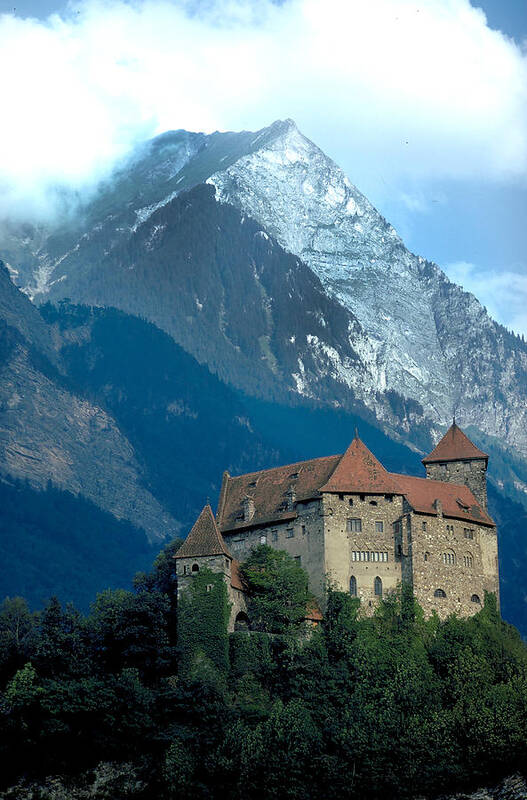 Mountains Art Print featuring the photograph Castle in Lichtenstein #4 by Carl Purcell