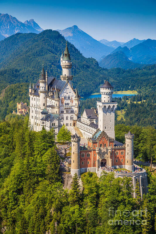 Alps Art Print featuring the photograph Neuschwanstein Fairytale Castle #4 by JR Photography