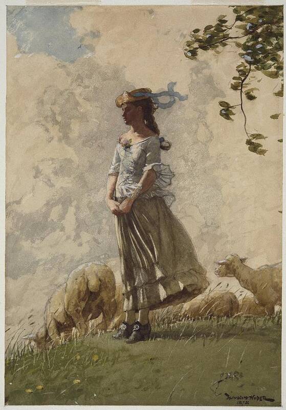 Winslow Homer (american Art Print featuring the painting Fresh Air by Winslow Homer