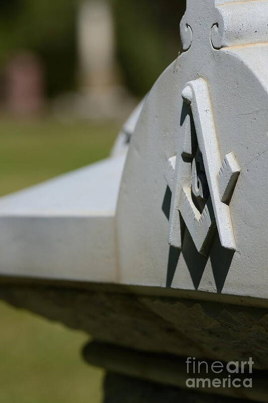 Square Compass Mason Masonry Masonic Brother Grave Cemetery Headstone Art Print featuring the photograph A Brother is Buried Here by Ken DePue