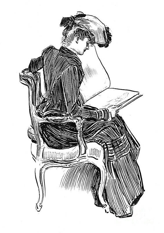 Gibson Art Print featuring the drawing A Gibson Girl, circa 1902 by Charles Dana Gibson