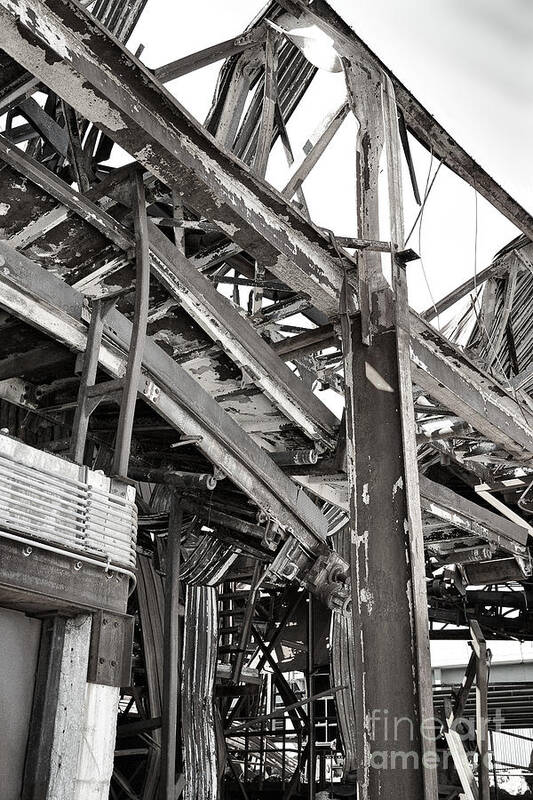 Black White Monochrome Abandoned Factory Abandon Decrepit Burn Burned Damage Damaged Art Print featuring the photograph Abandoned Factory No 22 1769 by Ken DePue