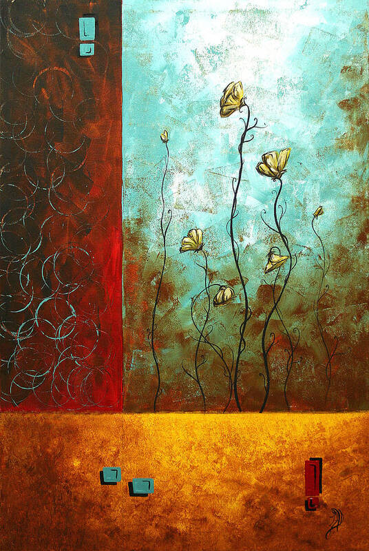 Abstract Art Original Poppy Flower Painting Subtle Changes By