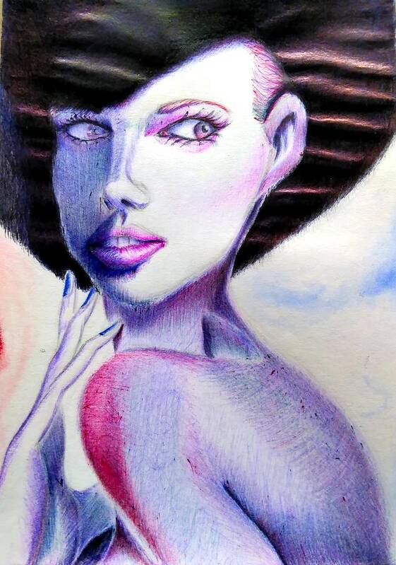 Black Art Art Print featuring the drawing Adriana W. by Donald C-Note Hooker
