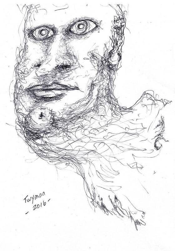 Man Art Print featuring the drawing Adrift by Dan Twyman