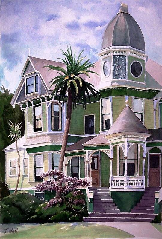 Landscape Art Print featuring the painting Alameda Victorian by John West