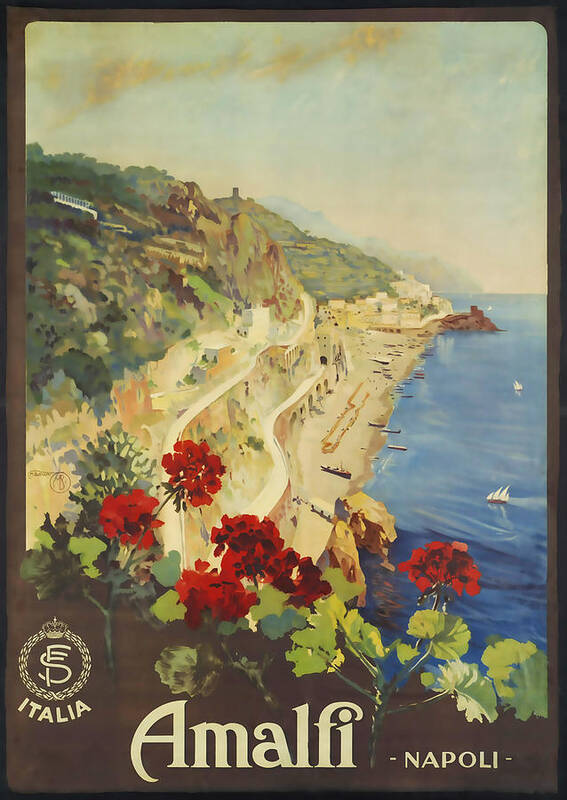 Amalfi Art Print featuring the mixed media Amalfi Napoli by David Wagner
