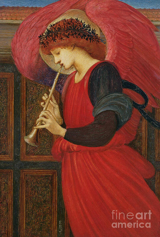 An Angel Playing A Flageolet Art Print featuring the painting An Angel Playing a Flageolet by Sir Edward Burne-Jones