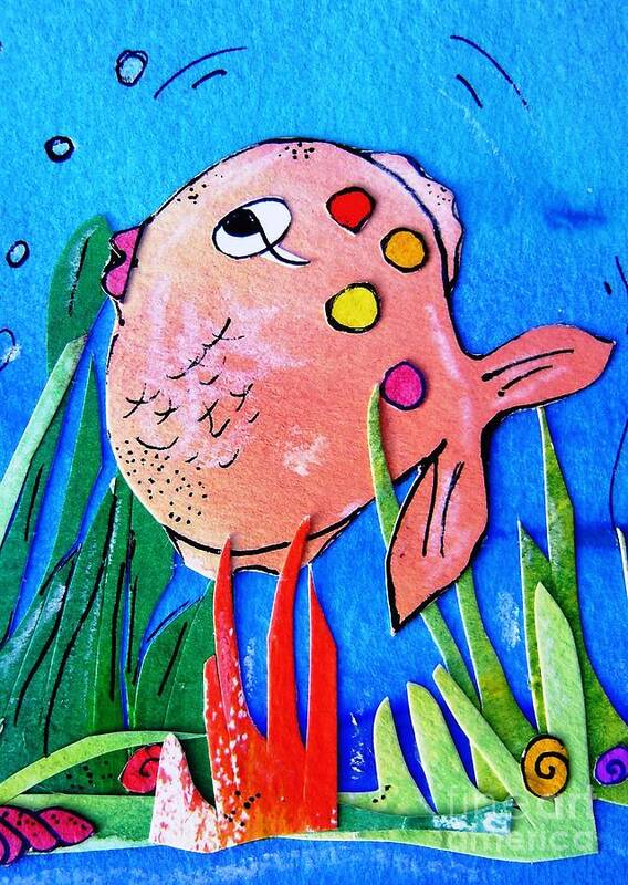 Fish Art Print featuring the painting Angelina The Fish by Mary Cahalan Lee - aka PIXI