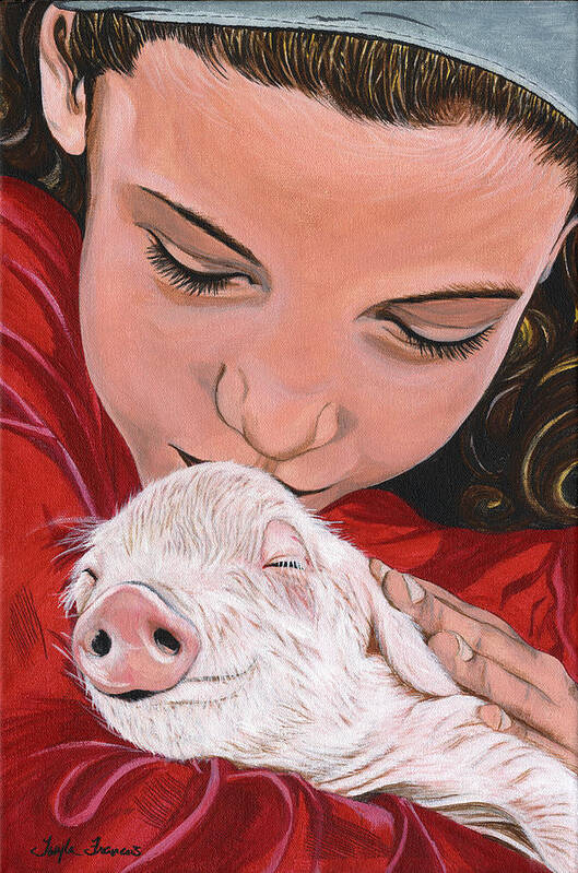Piglet Art Print featuring the painting Animal Protector by Twyla Francois