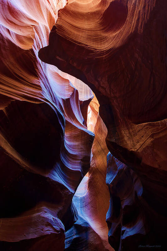 Antelope Canyon Art Print featuring the photograph Antelope Canyon Squeeze by Peter Kennett
