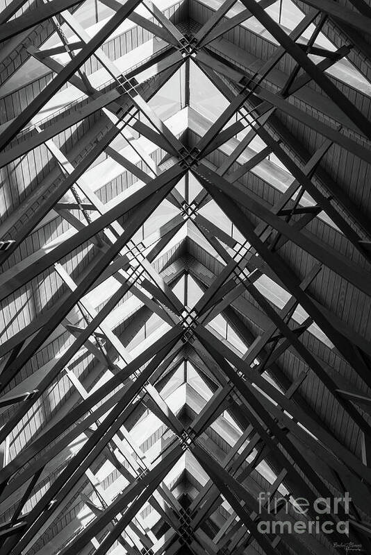 Architecture Art Print featuring the photograph Anthony Skylights Grayscale by Jennifer White