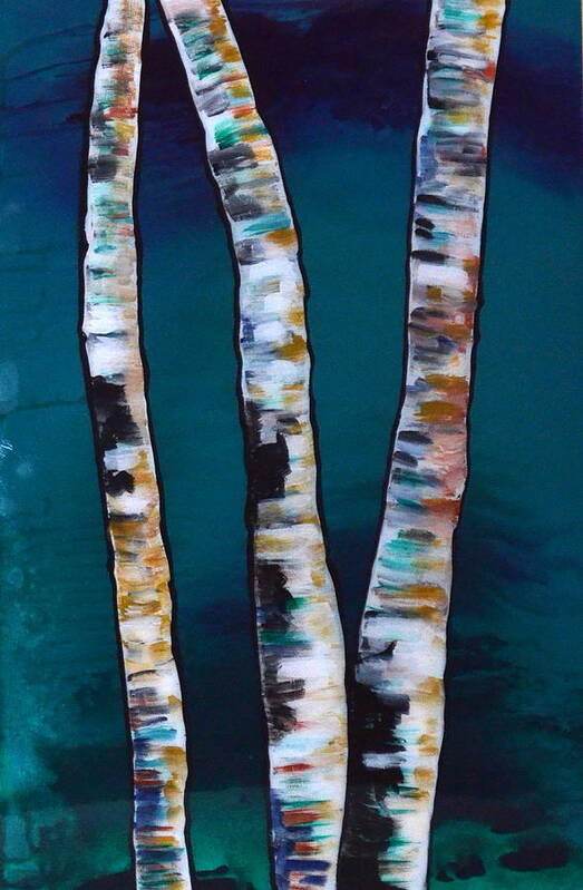 Abstract Art Print featuring the painting Aqua Birch resin by Heather Lovat-Fraser