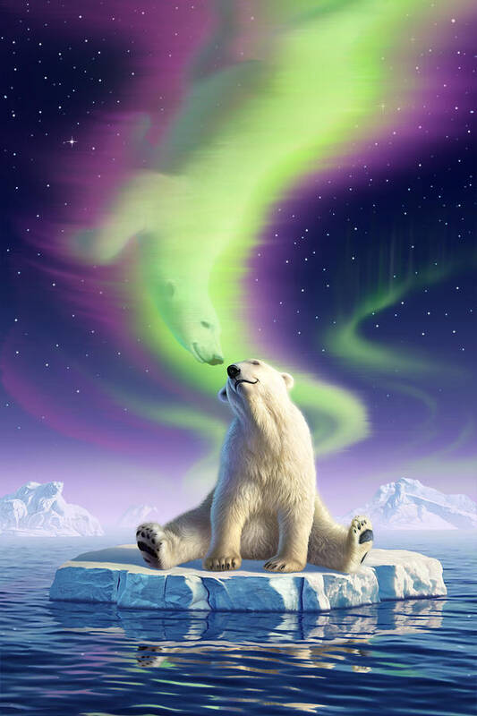 Polar Bear Art Print featuring the digital art Arctic Kiss by Jerry LoFaro