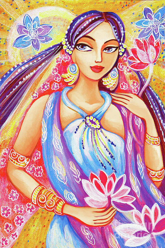 Beautiful Woman Art Print featuring the painting Arundhati by Eva Campbell