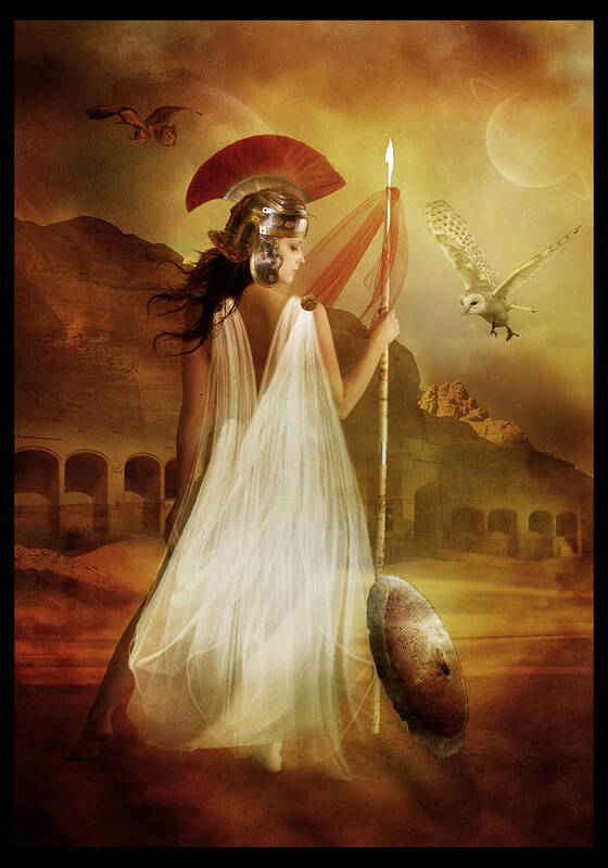 Woman Red Art Print featuring the digital art Athena by Karen Howarth