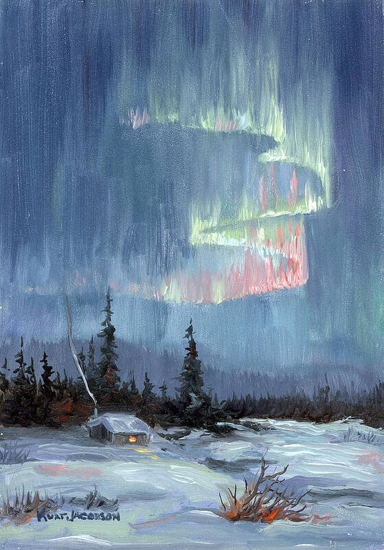 Aurora Borealis Art Print featuring the painting Aurora Lights by Kurt Jacobson
