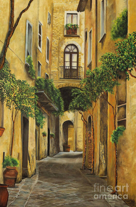 Italy Paintings Art Print featuring the painting Back Street in Italy by Charlotte Blanchard