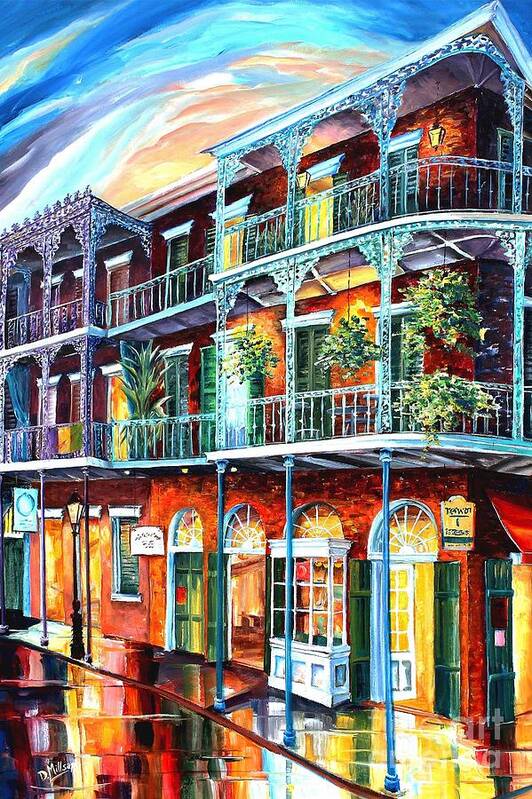 New Orleans Art Print featuring the painting Balconies on St. Peter Street by Diane Millsap
