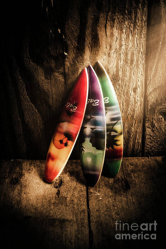 Surfboard Art Print featuring the photograph Bali beach surf holiday scene by Jorgo Photography