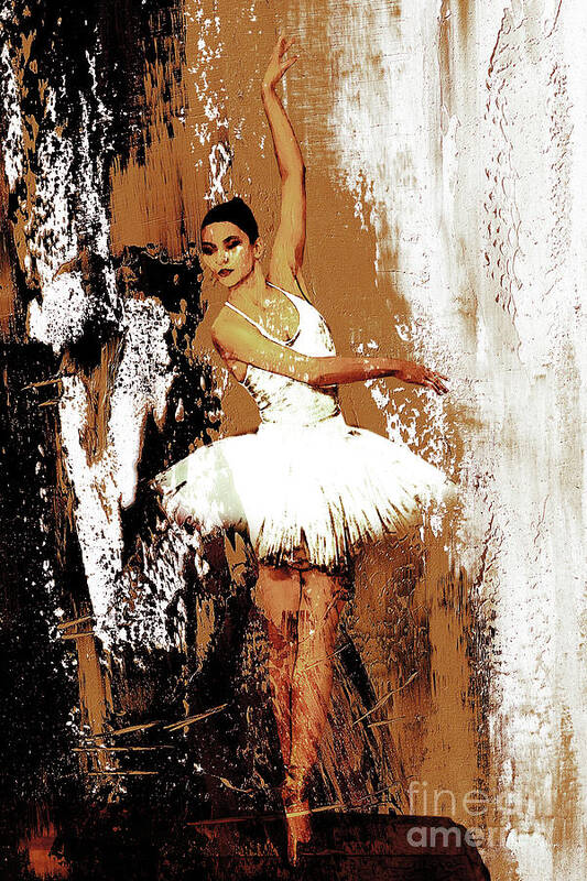 Ballerina Art Print featuring the painting Ballerina Dance 093 by Gull G
