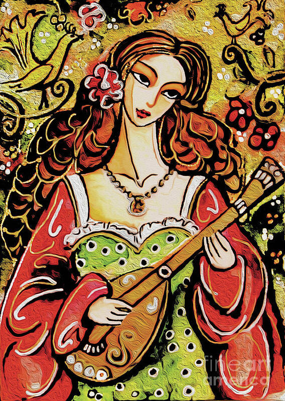 Bard Woman Art Print featuring the painting Bard Lady I by Eva Campbell