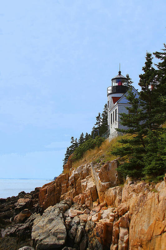 Bass Art Print featuring the photograph Bass Harbor Light House by Ronald Fleischer