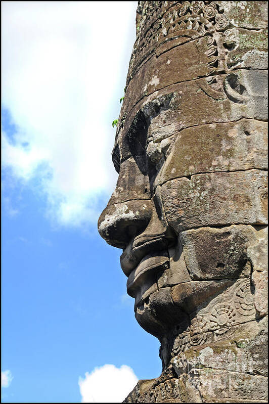 Cambodia Art Print featuring the photograph Bayon face by Marion Galt