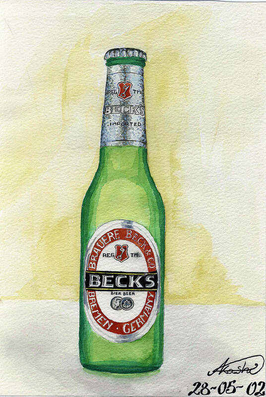 Botle Art Print featuring the painting Becks by Alban Dizdari