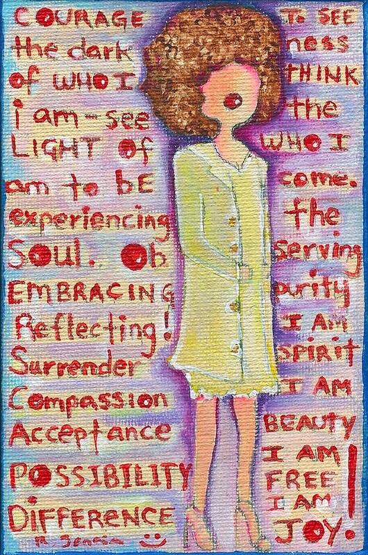 Self Portrait Art Print featuring the painting Becoming Me by Ricky Sencion