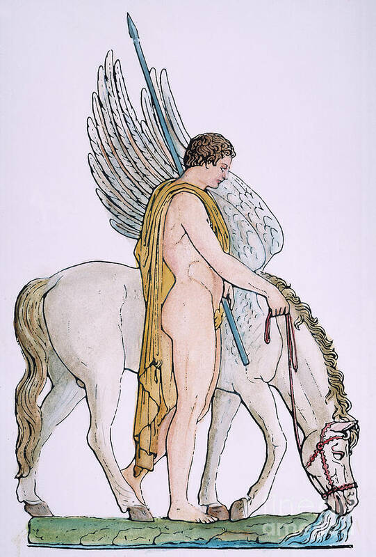 Bellerophon Art Print featuring the photograph Bellerophon & Pegasus by Granger