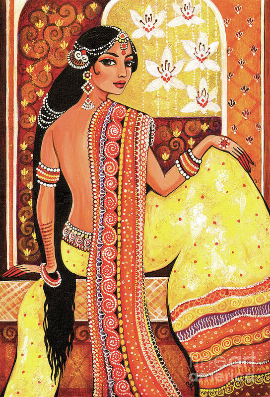 Beautiful Woman Art Print featuring the painting Bharat by Eva Campbell