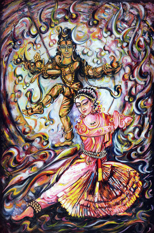 Bharatnatyam Art Print featuring the painting Bharatnatyam Dancer by Harsh Malik