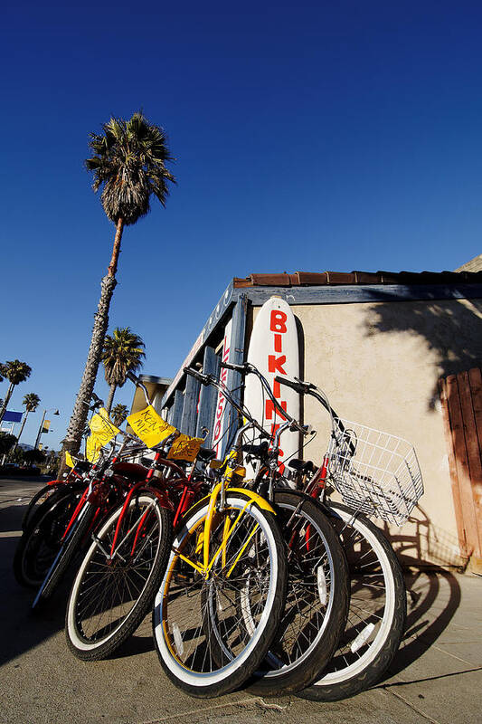 Darin Volpe Patterns And Abstracts Art Print featuring the photograph Bikes and Bikinis - Ventura, California by Darin Volpe