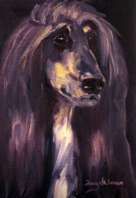 Afghan Hound Sighthound Dog Pet Portrait Oil Art Print featuring the painting Blade by Terry Chacon