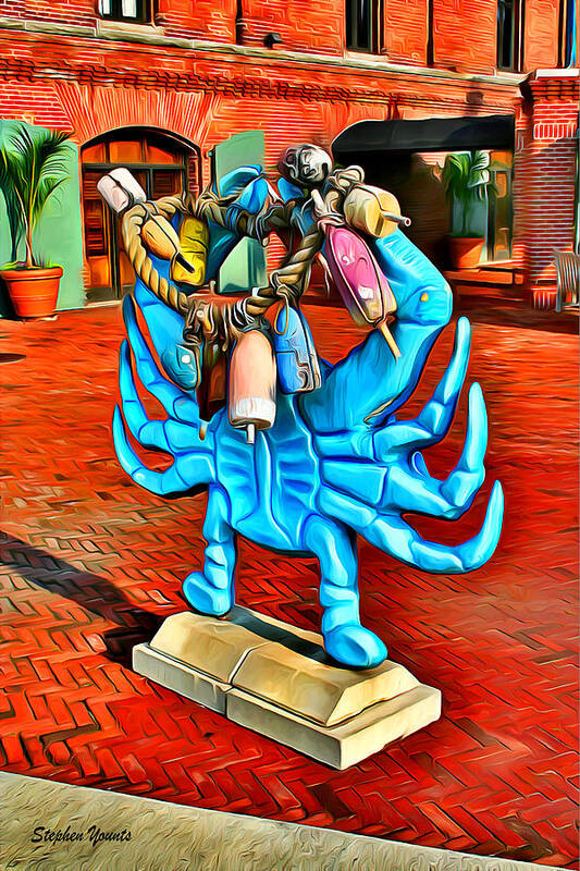 Crab Art Print featuring the digital art Blue Crab by Stephen Younts