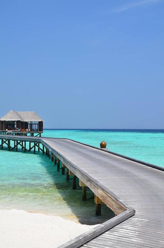 Maldives Art Print featuring the photograph Boardwalk in Paradise by Corinne Rhode