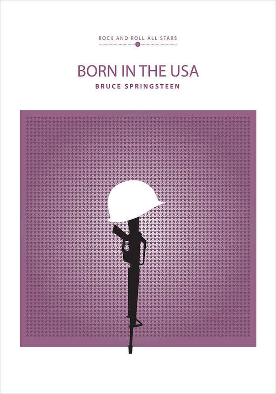 Rock And Roll All Stars Poster Art Print featuring the digital art Born In The USA -- Bruce Springsteen by David Davies