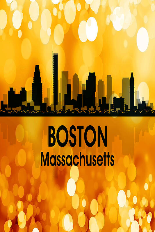 Boston Art Print featuring the digital art Boston MA 3 Vertical by Angelina Tamez