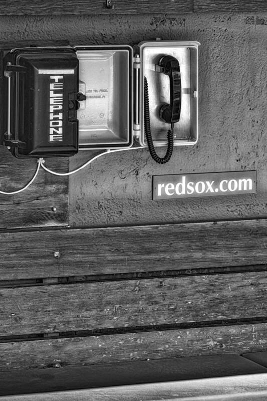 Boston Art Print featuring the photograph Boston Red Sox Dugout Telephone BW by Susan Candelario