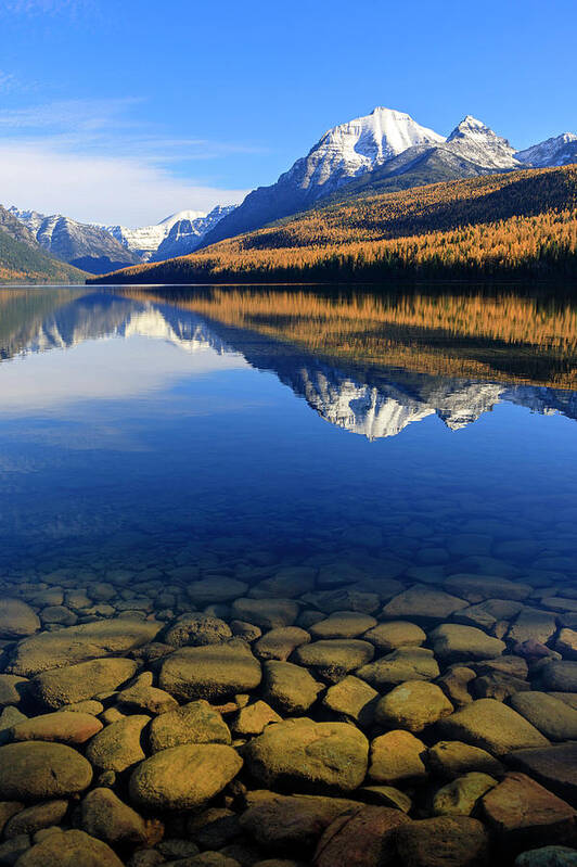 Glacier National Park Art Print featuring the photograph Bowman Lake Autumn by Jack Bell