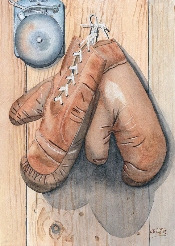 Boxing Art Print featuring the painting Boxing Gloves by Ken Powers