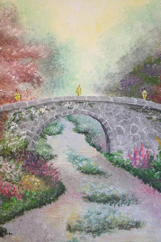 Bridge Art Print featuring the painting Bridge by Melissa Wiater Chaney