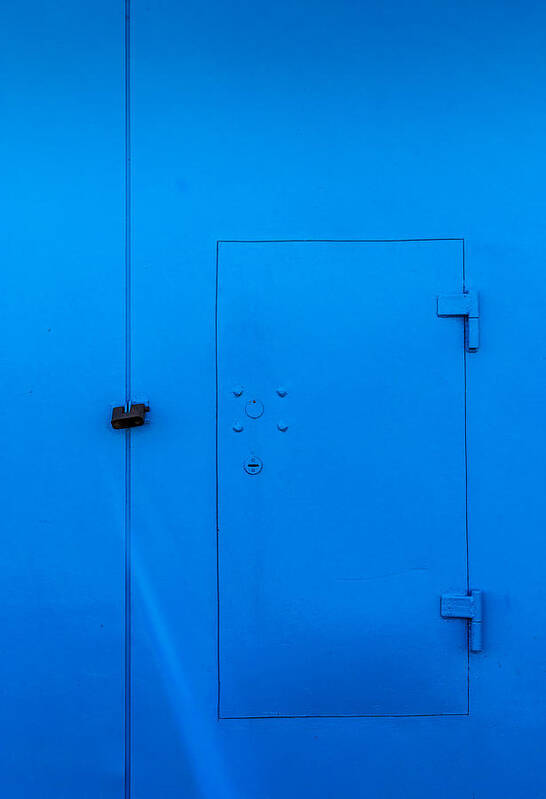 Bar Art Print featuring the photograph Bright Blue Locked Door and Padlock by John Williams