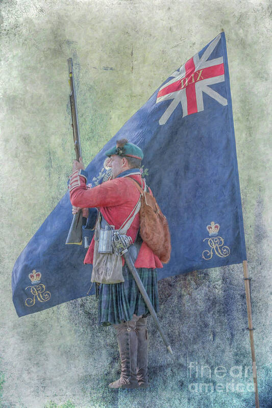 British Soldier And Flag Art Print featuring the digital art British Soldier and Flag Bushy Run by Randy Steele