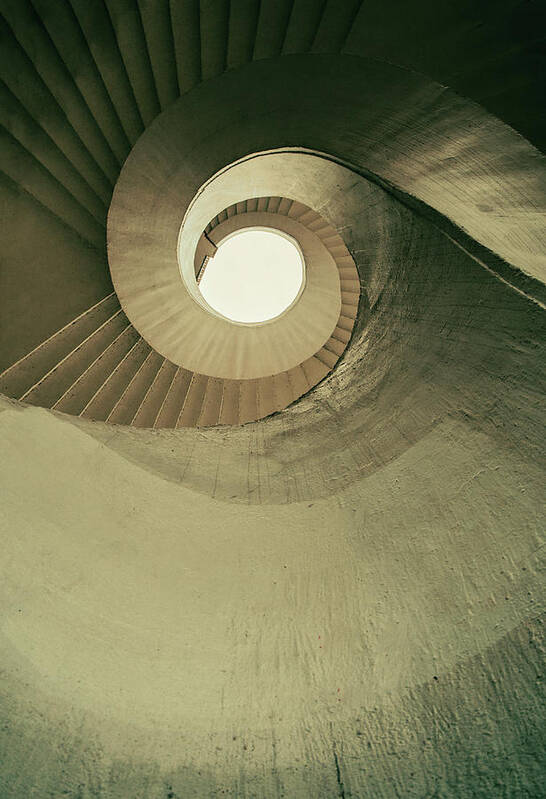 Stairs Art Print featuring the photograph Brown spiral stairs by Jaroslaw Blaminsky