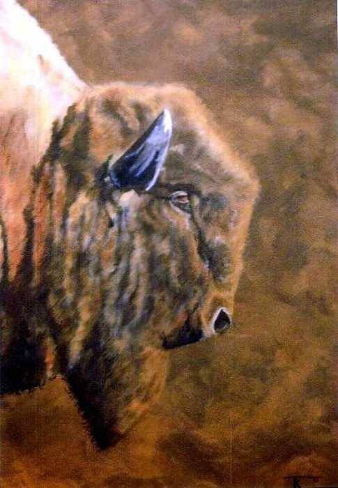 Bison Art Print featuring the painting Buffalo by Travis Kelley