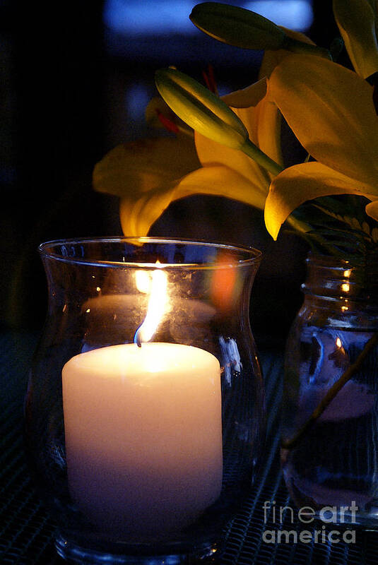 Candle Art Print featuring the photograph By Candlelight by Linda Shafer