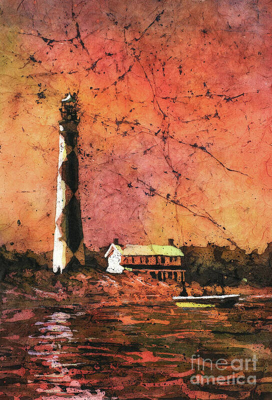 Art Prints Art Print featuring the painting Cape Lookout Lighhtouse by Ryan Fox